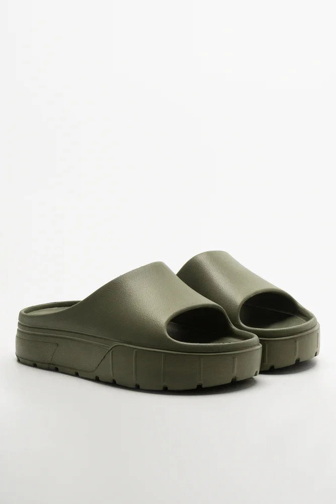 Worishofer Sandals Platform Slides Green