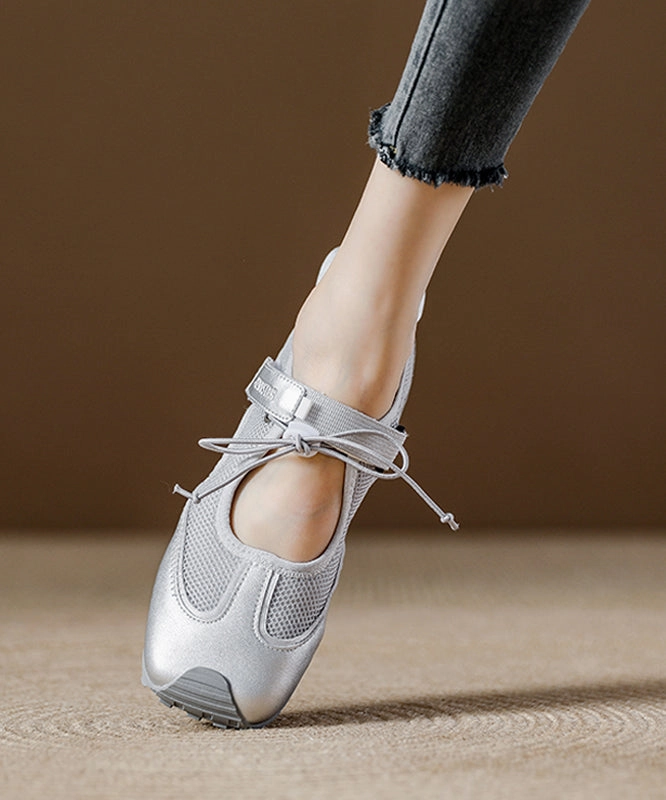 Flat Splicing Women Breathable Shoes Orange Mesh Boutique Shoes Under $70