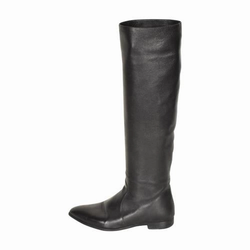Leather Knee High Boots Elastic Back Prada Knee High Boots
