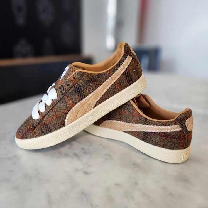 Puma Shanghai Shoes PUMA CLYDE HARRIS TWEED CHAMOMILE CARAMEL LATTE