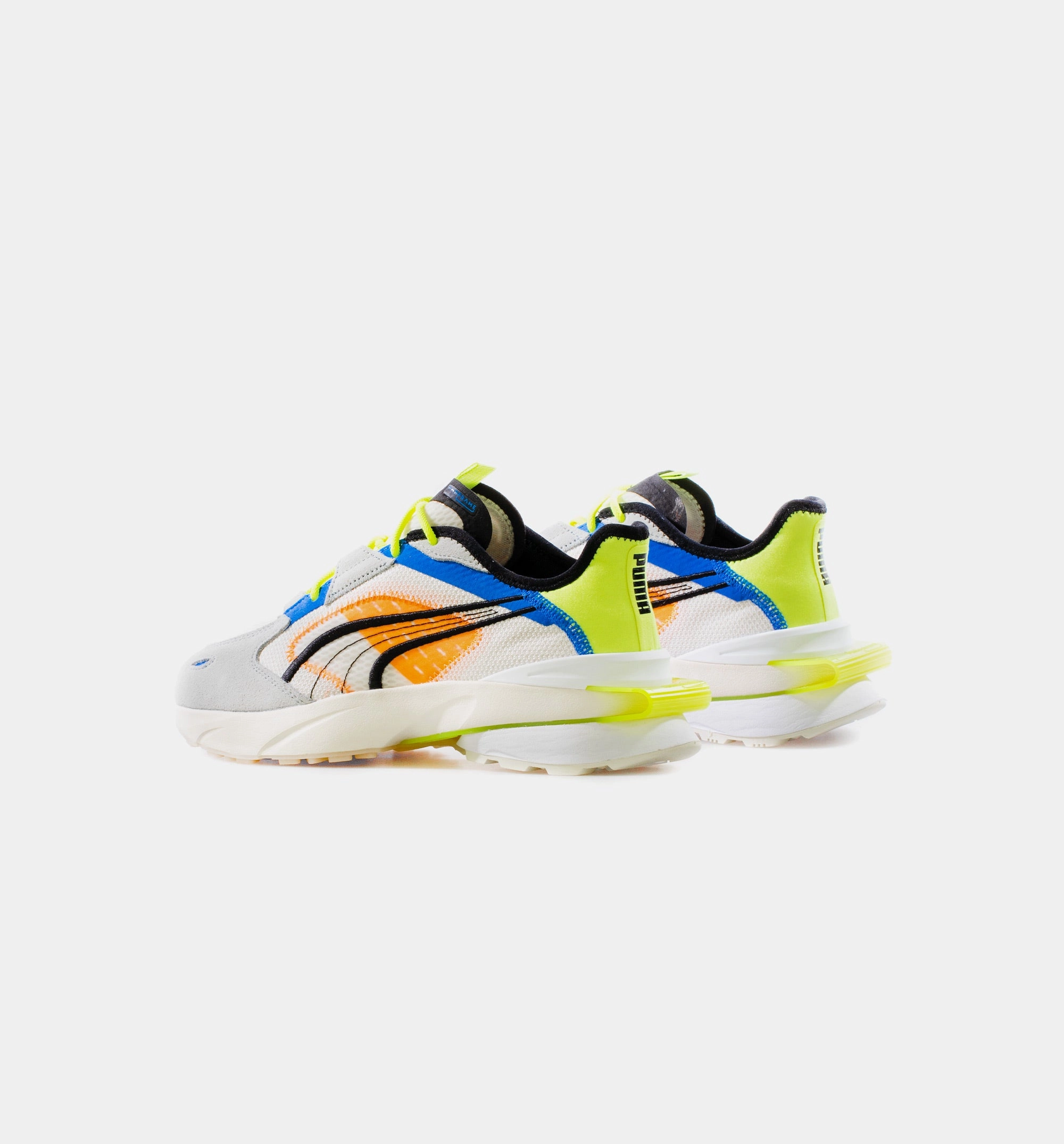 Puma Voyage Nitro Running Shoes PwrFrame Abstract Mens Lifestyle Shoe - Yellow/White