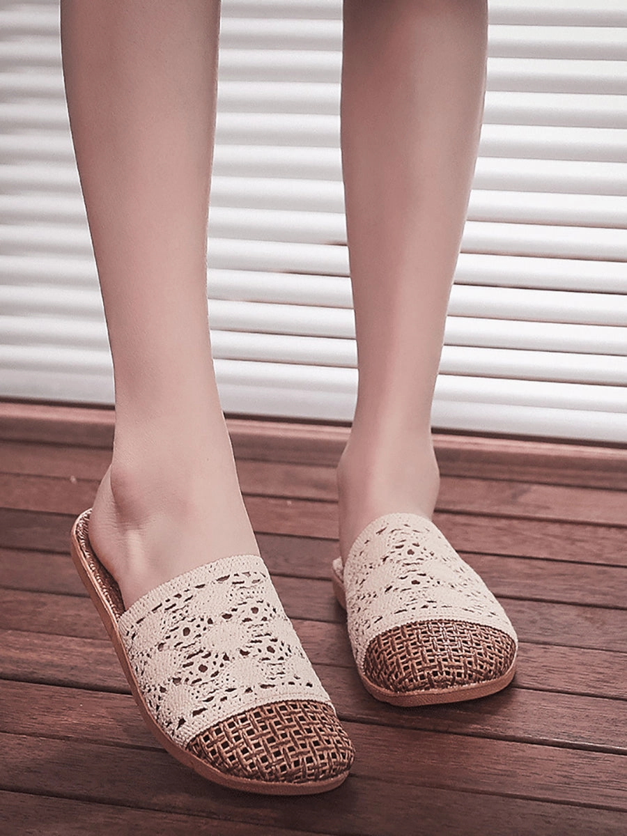Women Summer Rattan Weaving Indoor Slippers ZZ1011 Best Shoes For Standing On Concrete