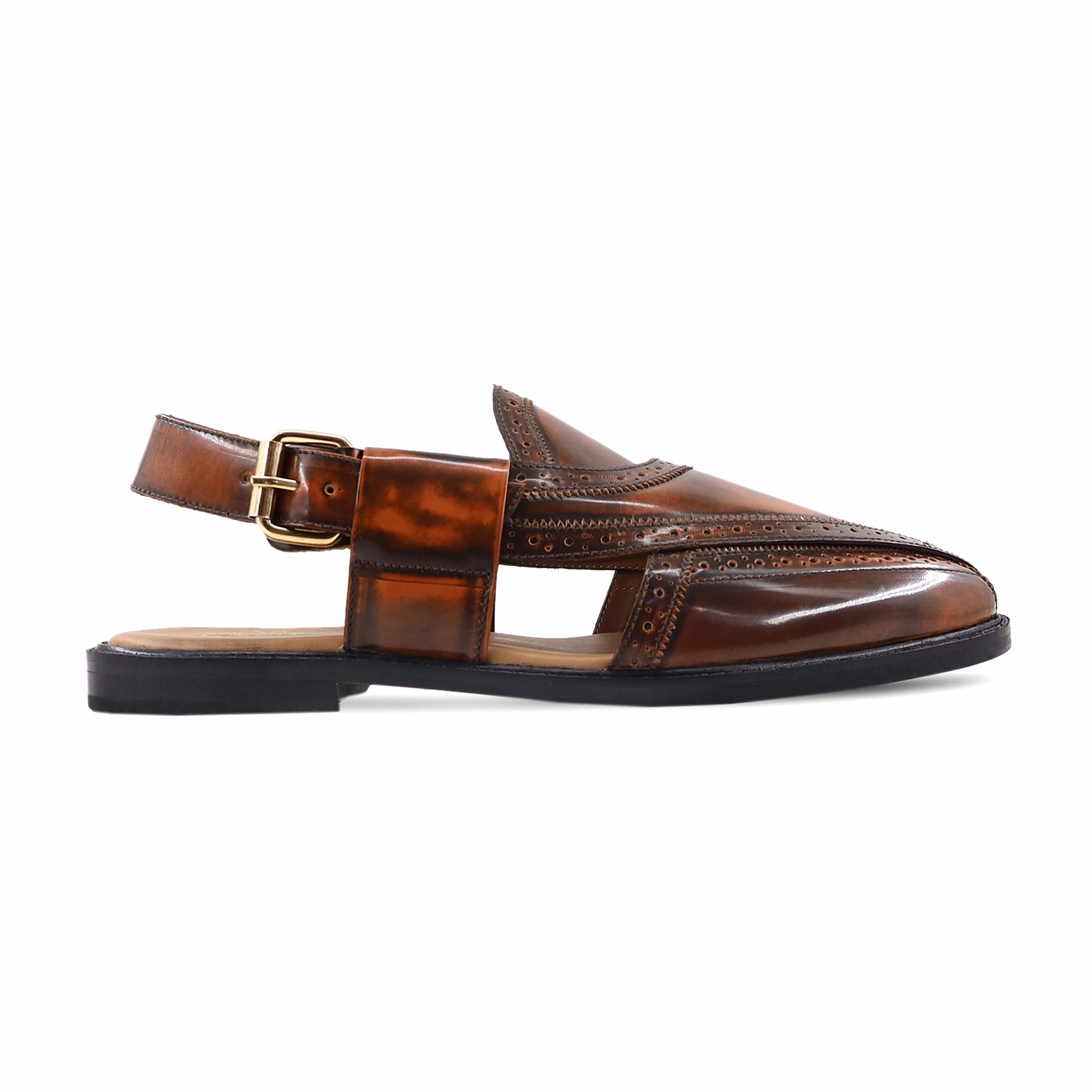 Sandals Clearance Braelyn - Men's Burnished Brown Box Leather Sandal