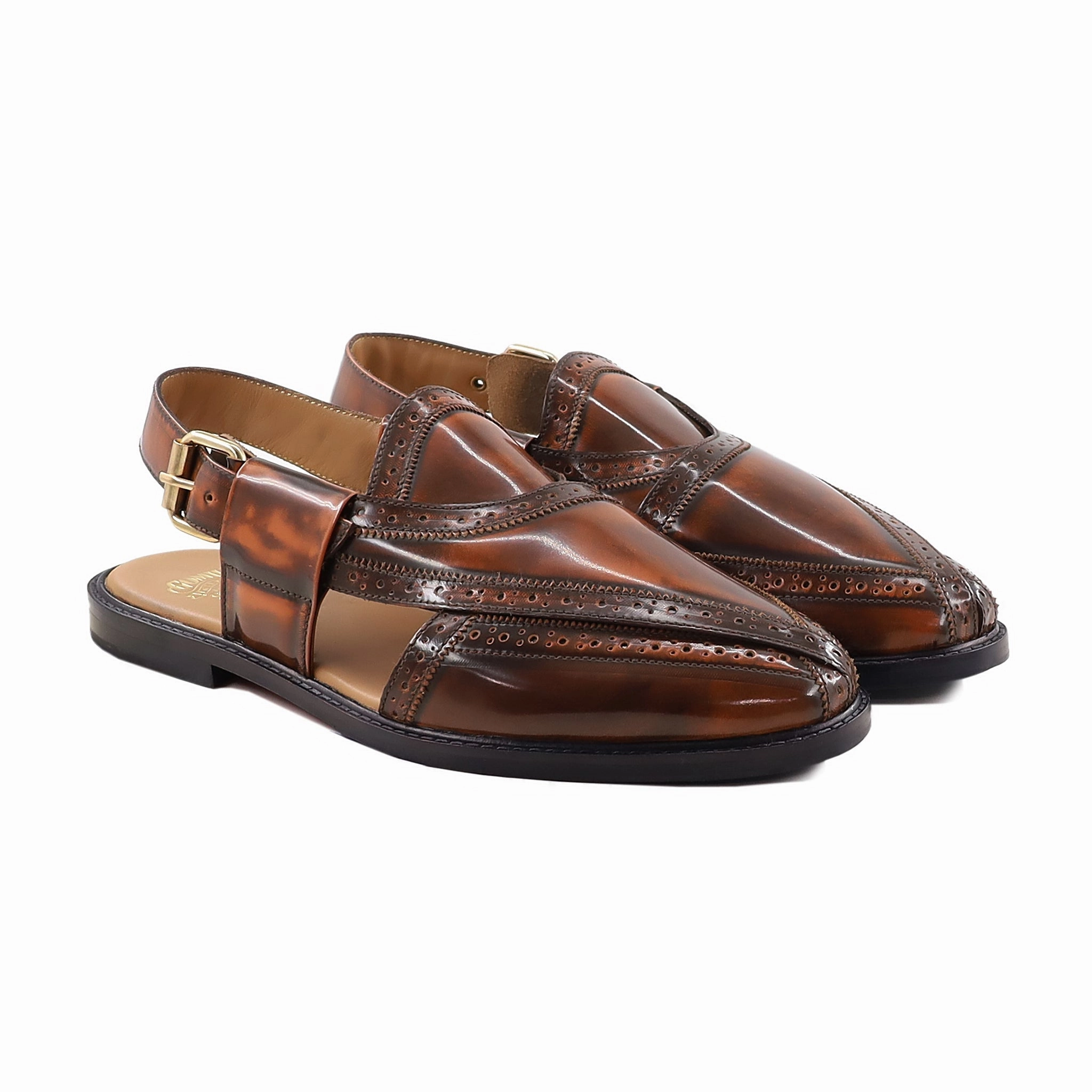 Shoes Sandals Platform Braelyn - Men's Burnished Brown Box Leather Sandal