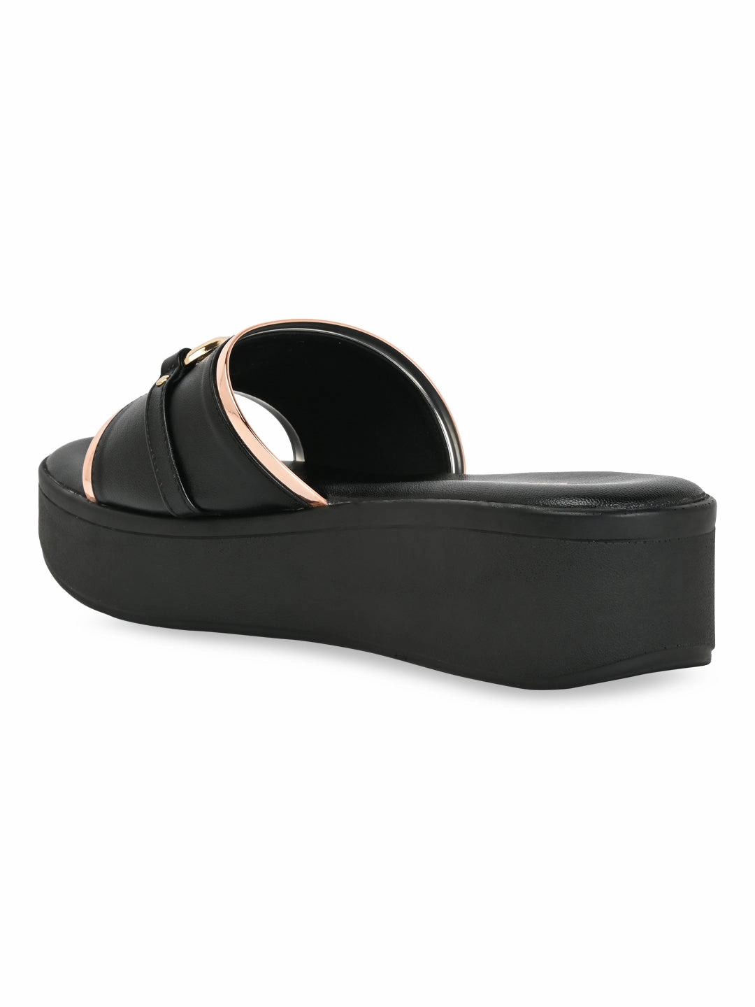 Rocia By Regal Black Women Casual Wedges Ankle Strap Sandals Flat