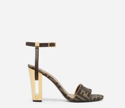 Locations Map SE1169 FF Delfina Brown Fabric High-heeled Sandals / Size4-12