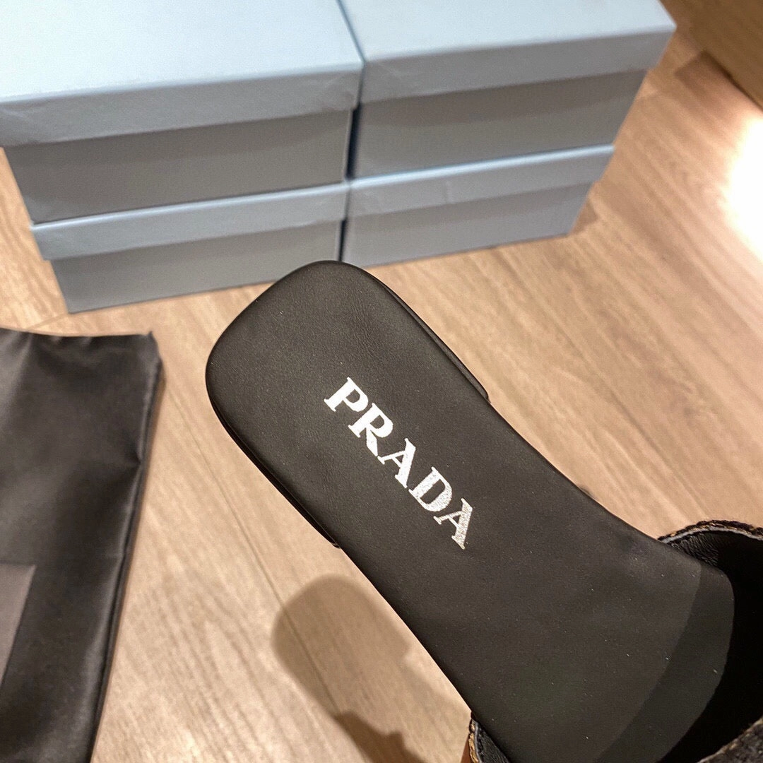 SE867 PD Embroidered Fabric Slides / Size5-11 Glitter Ballet Slippers