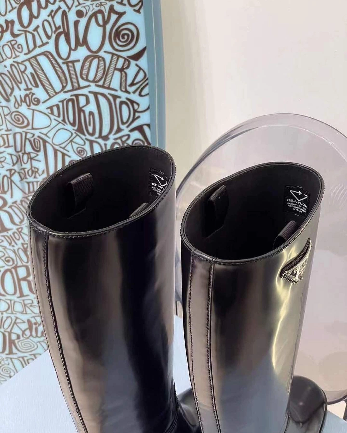 Knee High Croc Boots Wide Calf SE947 PD Leather and Nylon Boots / Size4-10