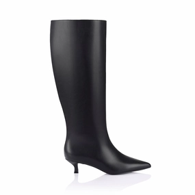 Lucila Knee High Boots - Black Genuine Leather Boots Knee High
