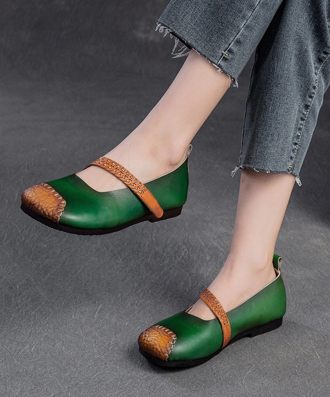 Women Red Cowhide Leather Splicing Flat Shoes SL1017 Best Shoes For Distance Running