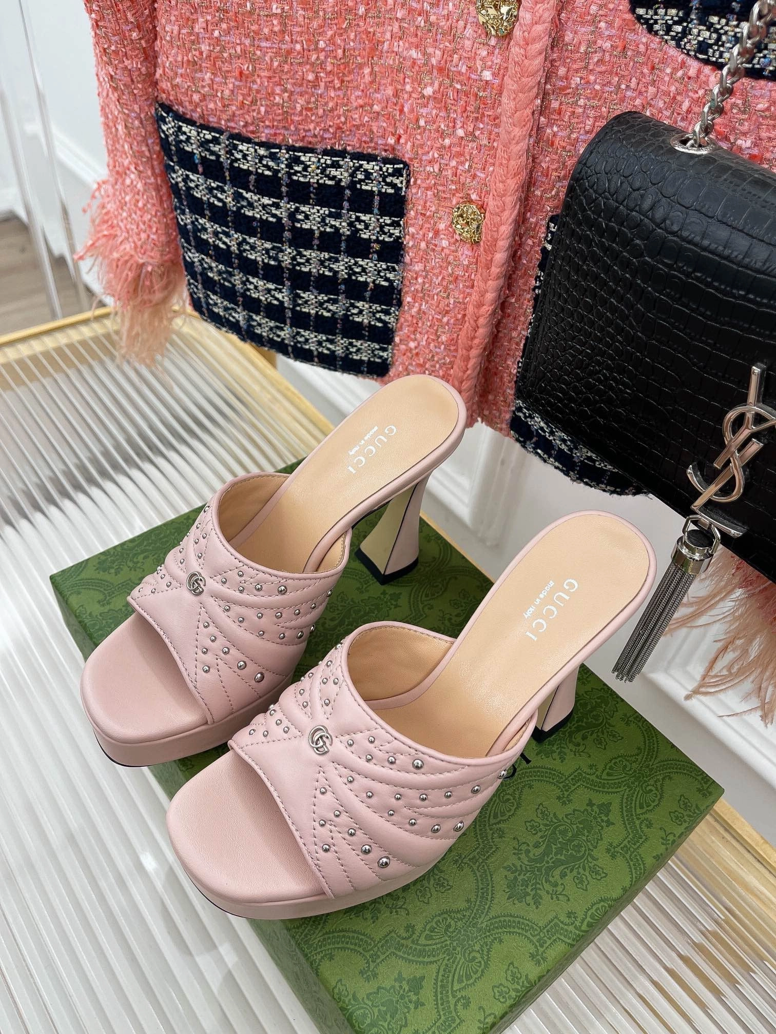 SE1052 GG Women's Heeled Slide Sandal / Size5-10 Paloma Barcelo Sandals