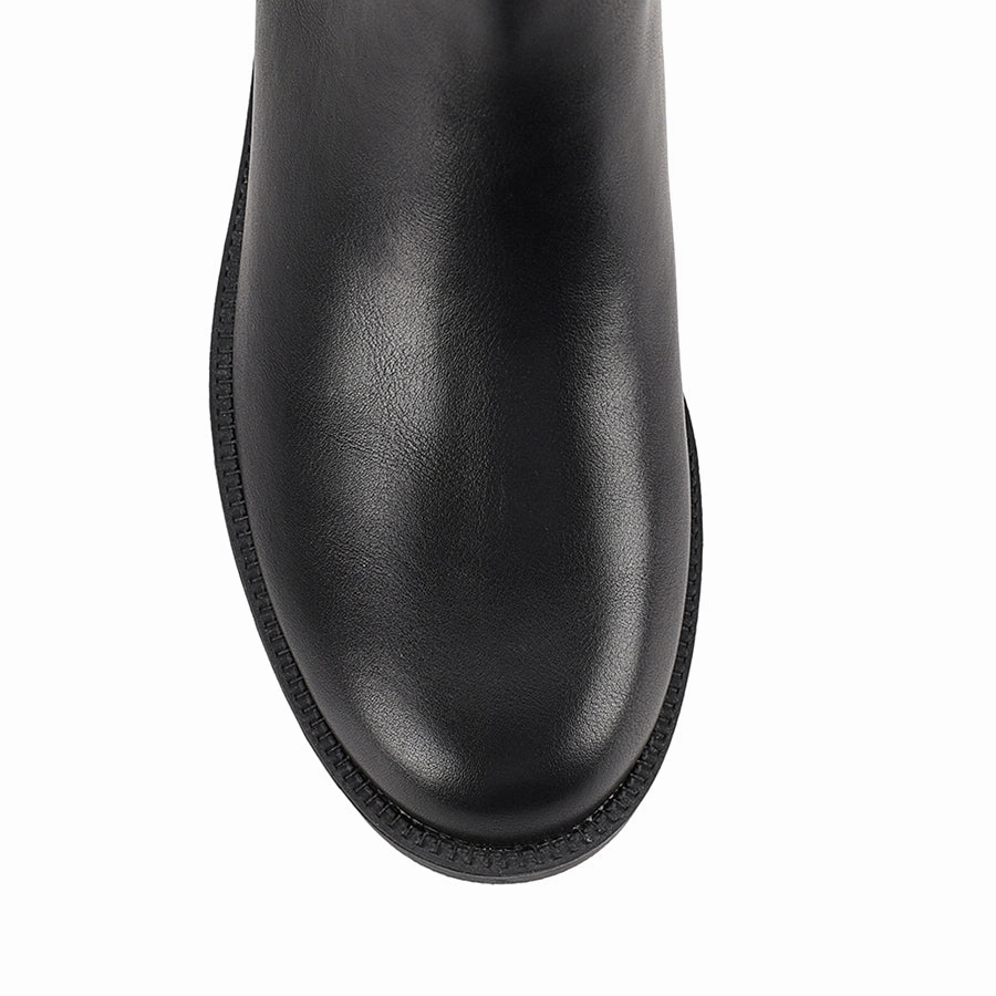 Gala Flat Knee High Boots - Black Knee High Clear Boots