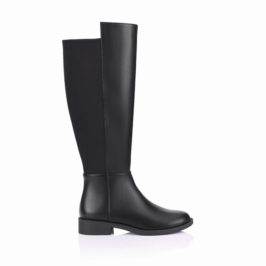 Gala Flat Knee High Boots - Black