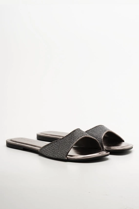 Metallic Mesh Mule Silver Grey Key West Kino Sandals