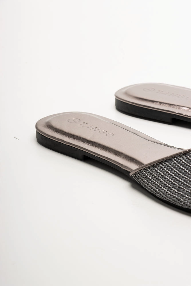 Military Sandals Discount Metallic Mesh Mule Silver Grey