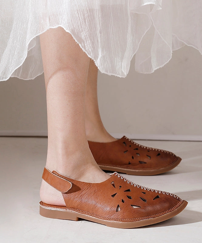 Soft Brown Hollow Out Splicing Walking Sandals SL1002 Sandals In St Lucia