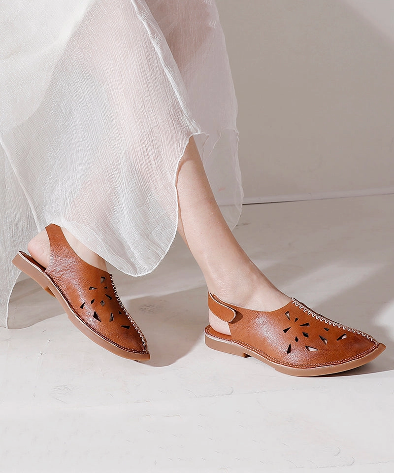 Soft Brown Hollow Out Splicing Walking Sandals SL1002 Sandals Curacao Restaurants