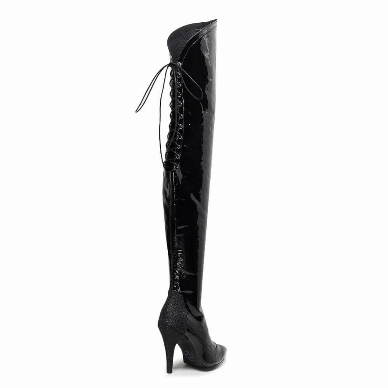 Savage Thigh High - By Kiira Harper - Closed Pointed Toe Wet Look Dance Boots (Street Sole) Tribute Knee High Heeled Boot