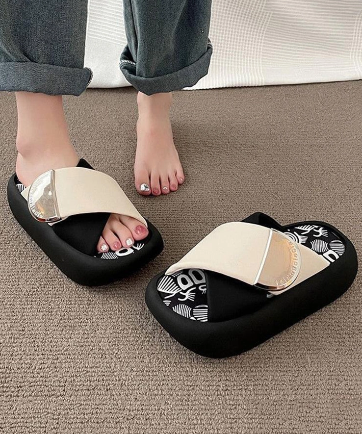 Toe Post Sandals Pink Green Platform Faux Leather Beautiful Splicing Slide Sandals AP1016