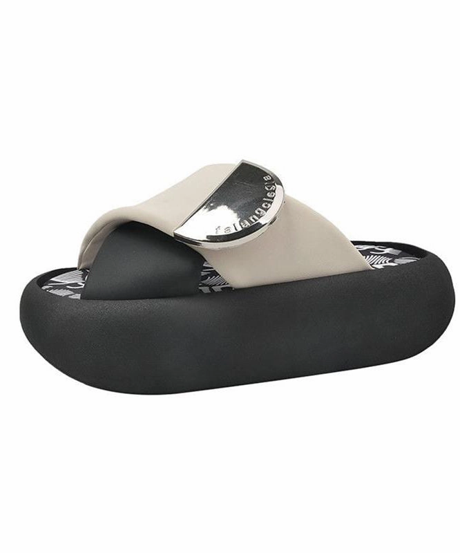 Pink Green Platform Faux Leather Beautiful Splicing Slide Sandals AP1016 Sandals South Coast Restaurants