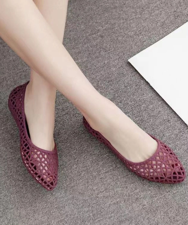 Soft Purple Hollow Out Beach Water Sandals JJ045 Cute Wide Width Sandals