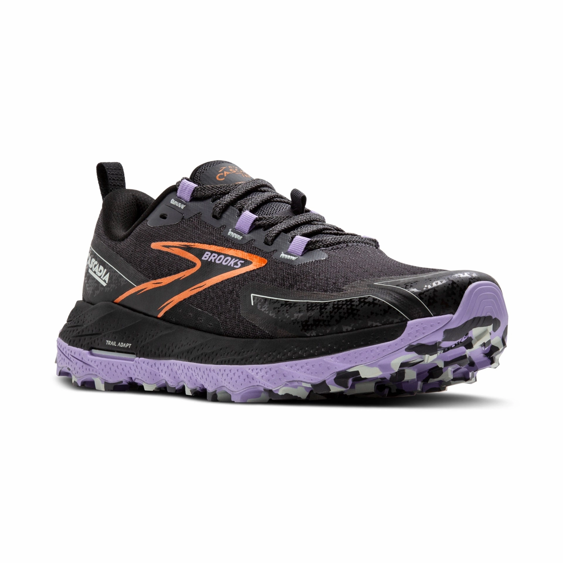 Brooks Womens Cascadia 18- Ebony/Sweet Lavender/Copper (1204161B048) Trail Running Shoes With Soles