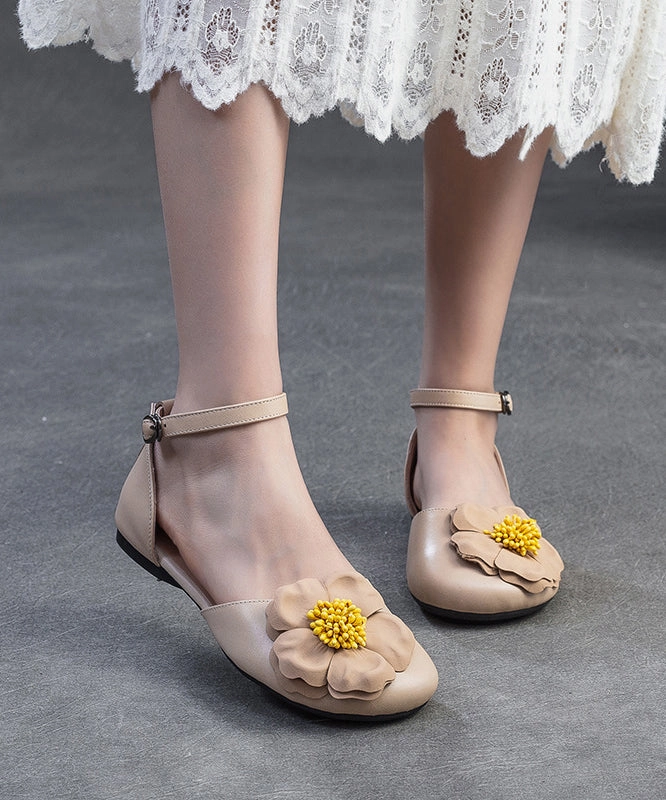 Women Floral Splicing Walking Sandals Green Cowhide Leather YC014 Splendid Sandals