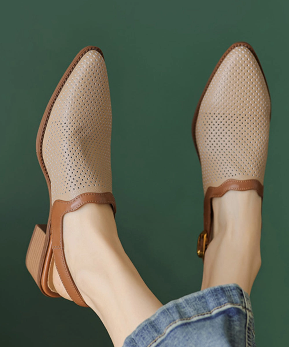 Support Inserts For Sandals Style Apricot Sandals Chunky Sheepskin Hollow Out Pointed Toe AP1006