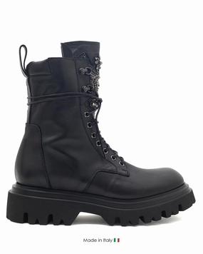 Stella Combat Boot Nero Combat Boots With Laces