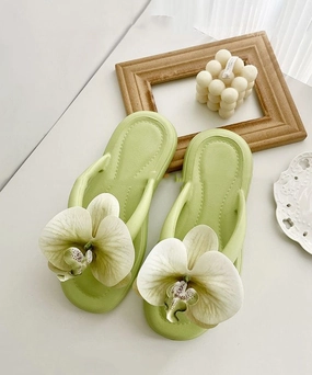 Comfortable Flip Green Floral Splicing Bohemian Flops Better In Flip Flops Shirt