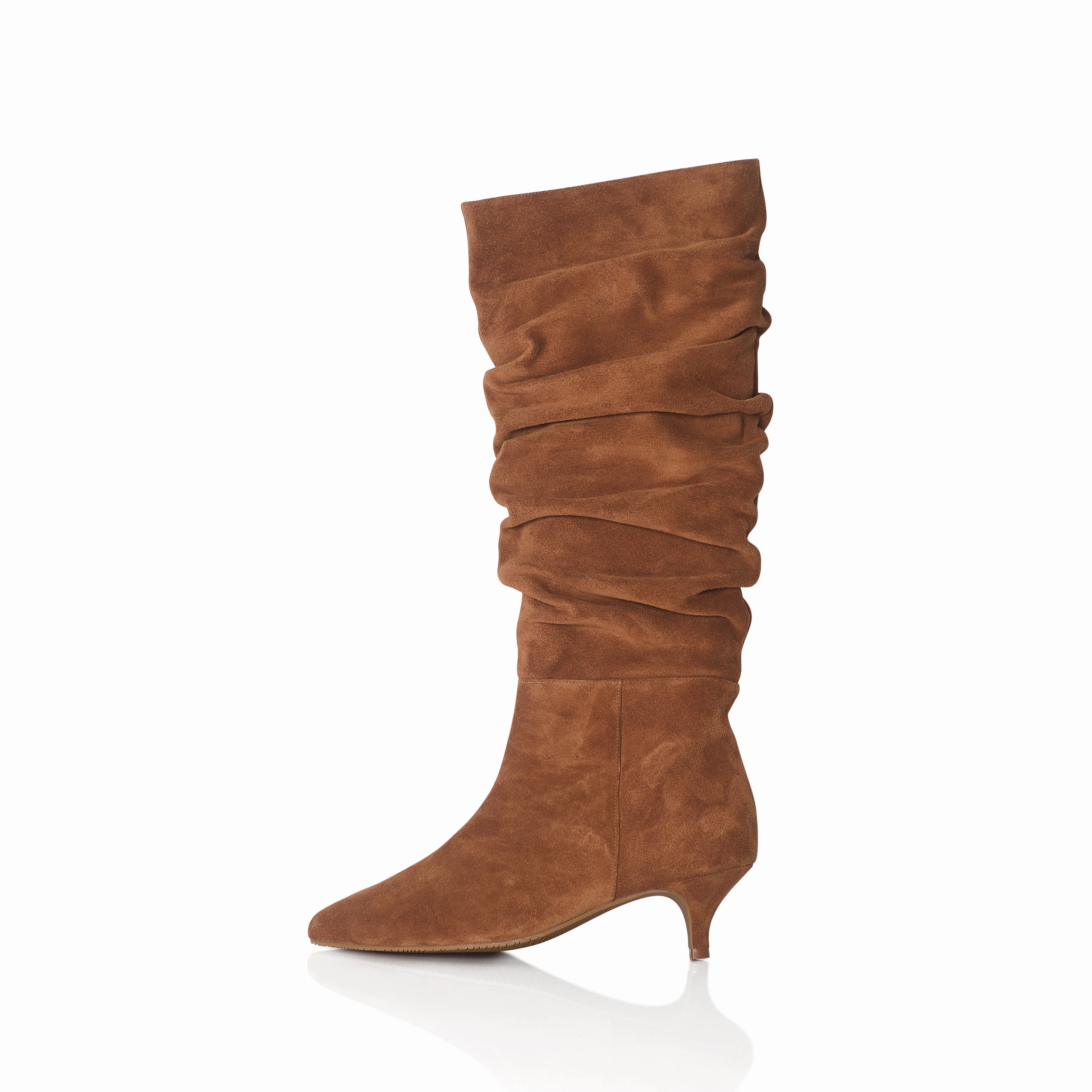 Stratford Knee High Boot Delilah - Extra-Wide Fit Knee High Slouch Boots - Tan Nubuck Suede