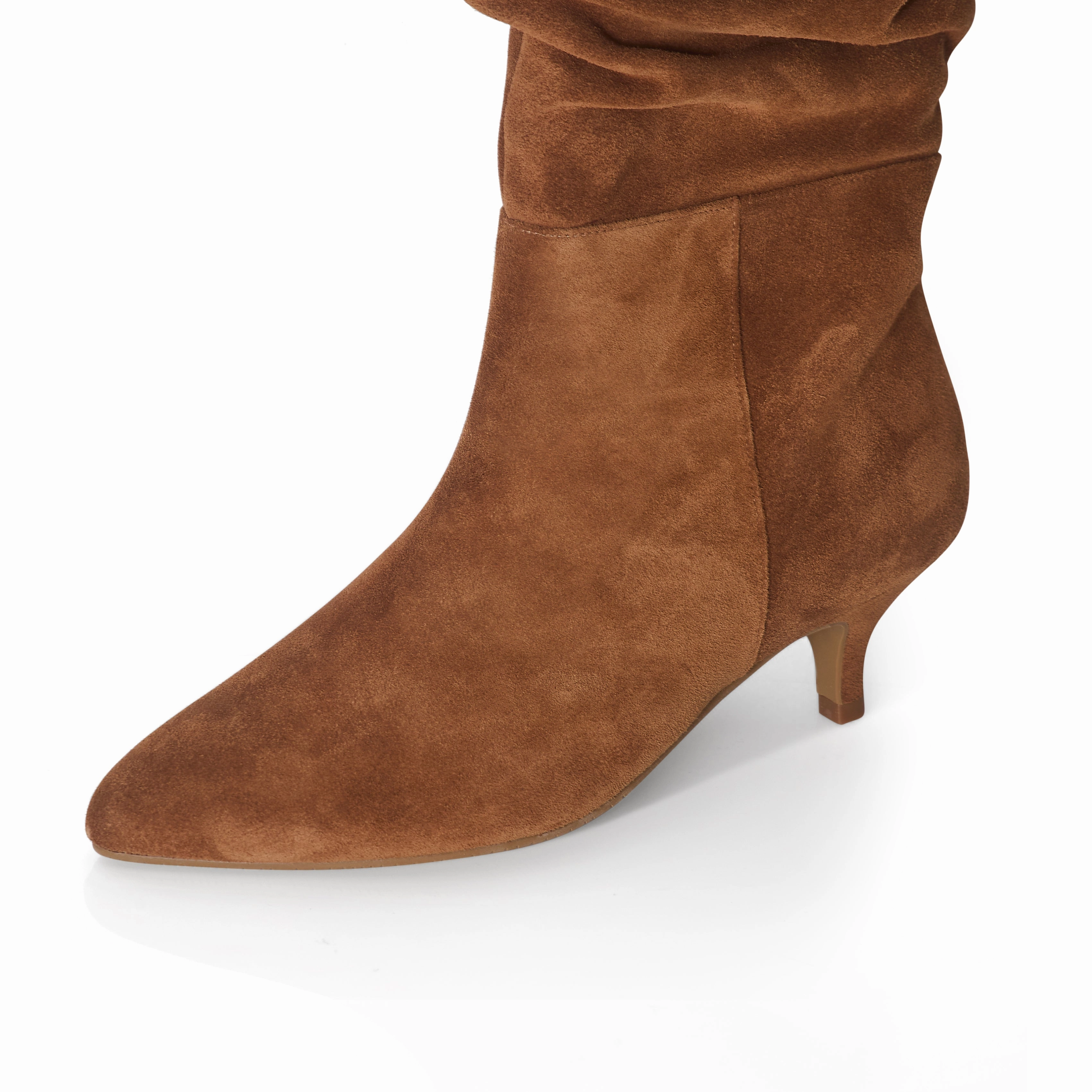 Delilah - Extra-Wide Fit Knee High Slouch Boots - Tan Nubuck Suede Soul Adrian Wide Calf Knee High Boot