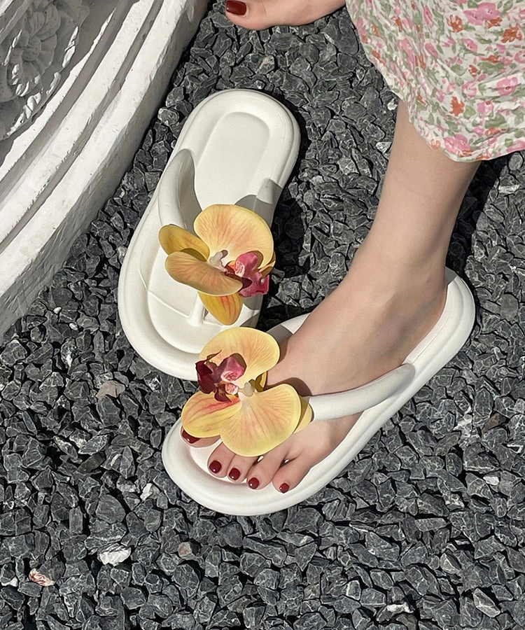 Flip Flop Outline Stylish Comfortable Red Floral Splicing Flip Flops KJ033