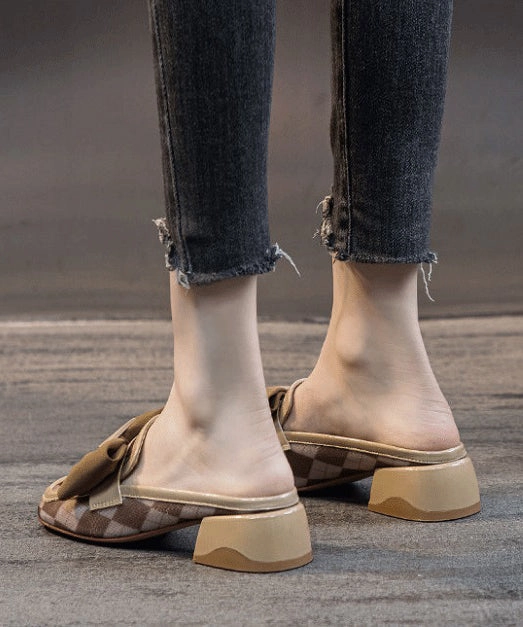 Sandals Church Moreno Valley Stylish Comfy Apricot Bow Chunky Slide Sandals AP1054