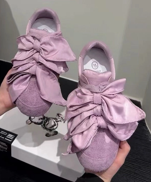 Shoes Big 5 Suede Splicing Women Shoes Apricot Bow Casual Flat For