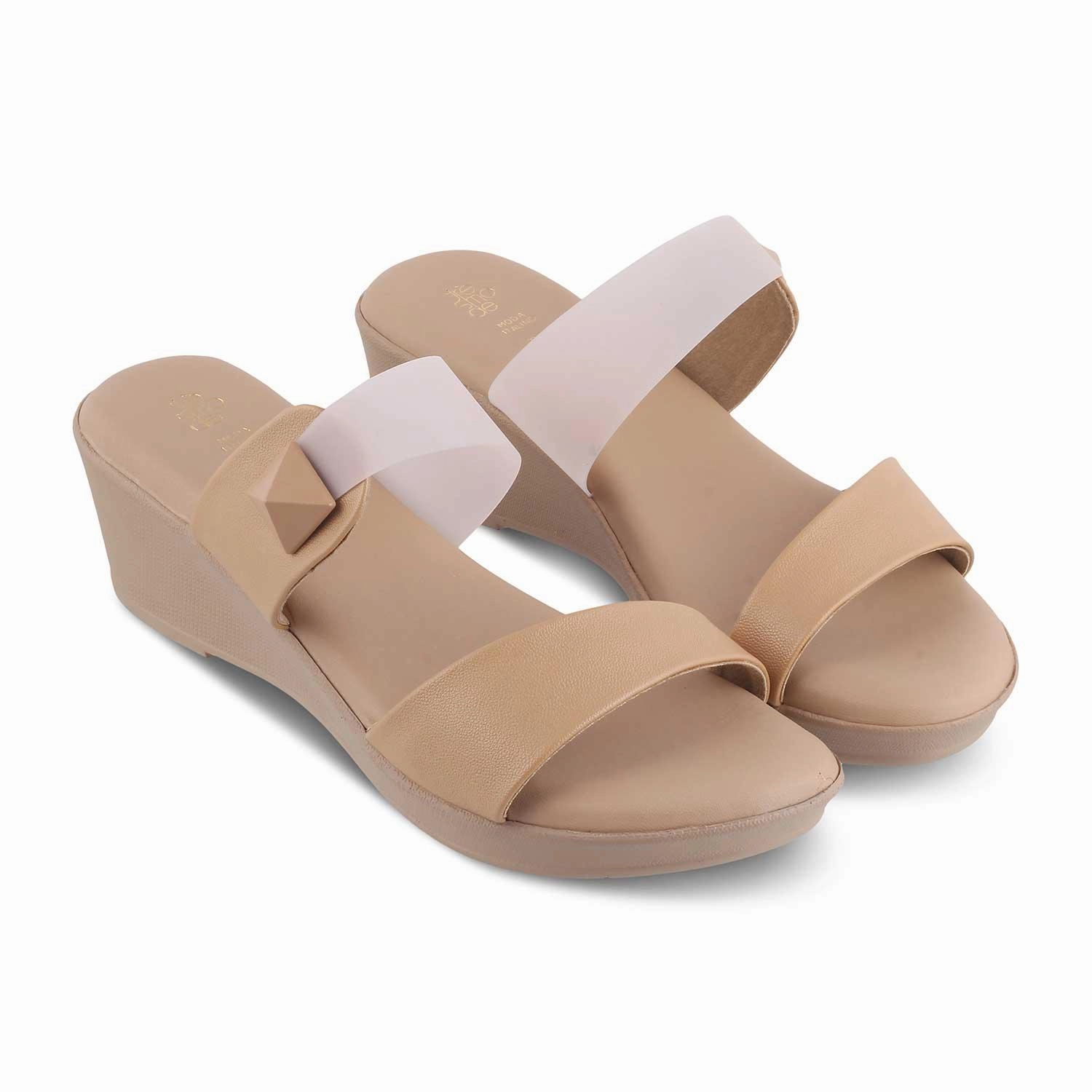 The Vios Camel Women's Dress Wedge Sandals Tresmode Heel Thong Sandals