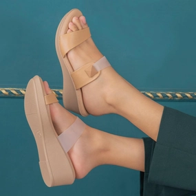 The Vios Camel Women's Dress Wedge Sandals Tresmode Buckle Strap Sandals