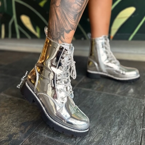 Mia Combat Boots SET BACK Silver