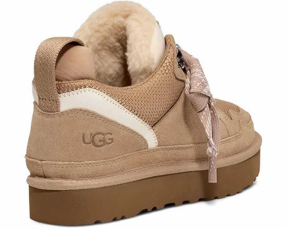 Cream Shoes UGG Lowmel 1144032-SAN Sneakers Women Sand Suede Wool Lined Comfort Shoes GUG115