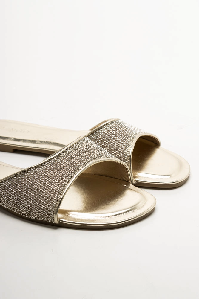 Metallic Mesh Mule Gold Nicest Sandals