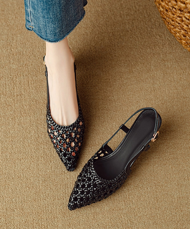 Splicing Sandals Classy Hollow Out Pointed Beige Kitten Asics Sandals