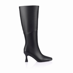 Ultra Knee High Boots - Black Wide Calf Platform Knee High Boots