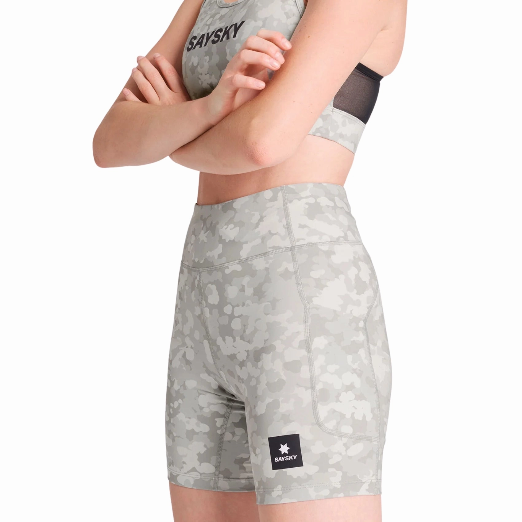 Womens Saysky Camo Combat  Short Tights 7 Inch With Side Zipper