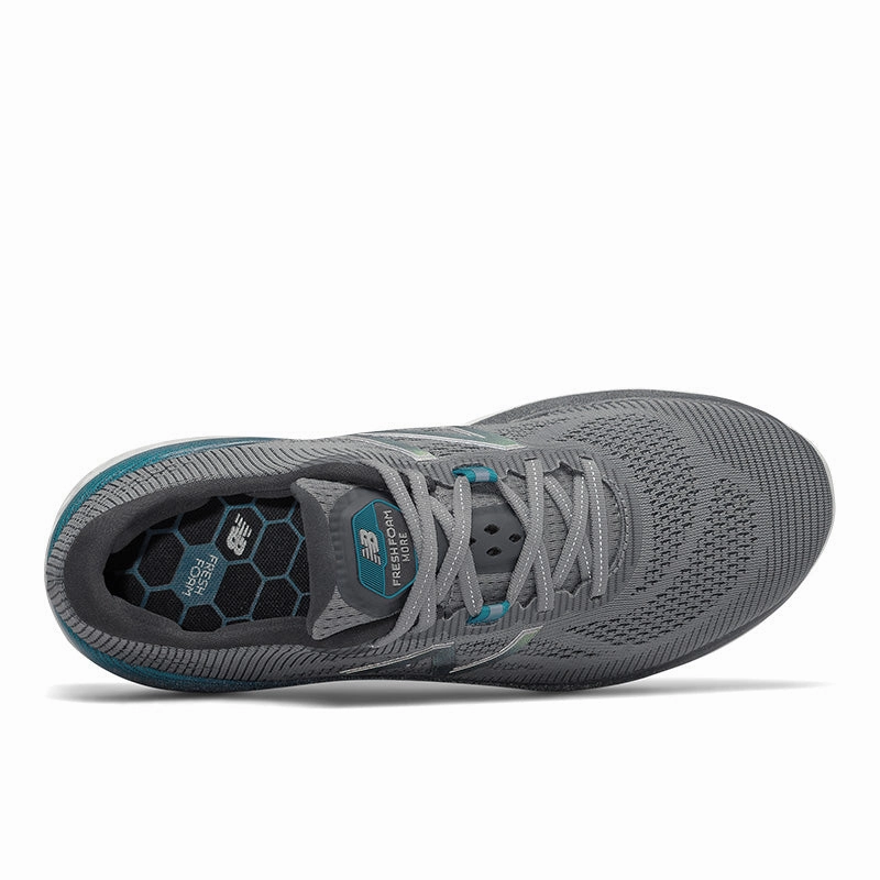 Coloured New Balance 327 Fresh Foam More v2 - Gunmetal Grey with White and Teal - Men's