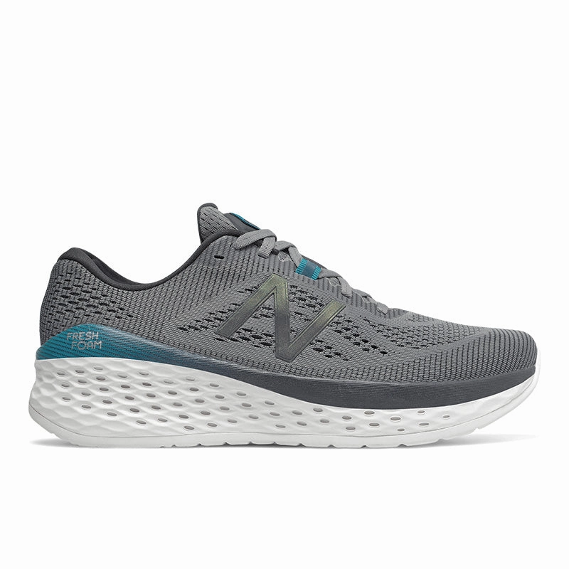 Fresh Foam More v2 - Gunmetal Grey with White and Teal - Men's Blue New Balance Sneakers