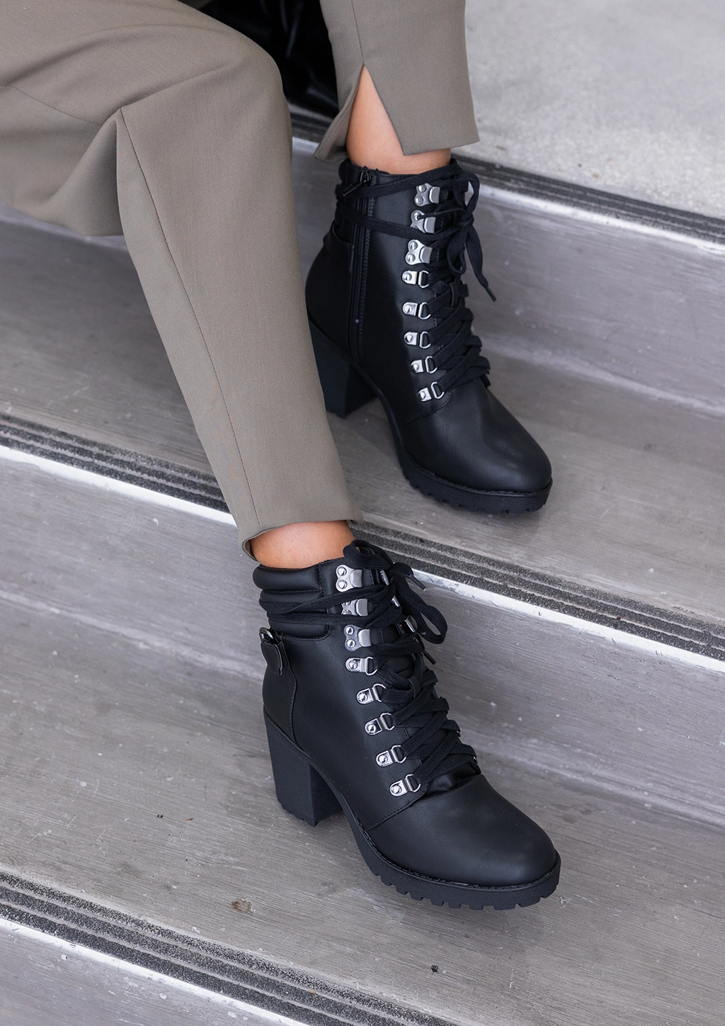 Cheap Thigh High Combat Boots ANNAMARIA - BLACK