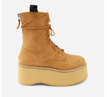 Knee Length Combat Boots THE RIVETER Chestnut Tan Faux Leather Platform Combat Boot