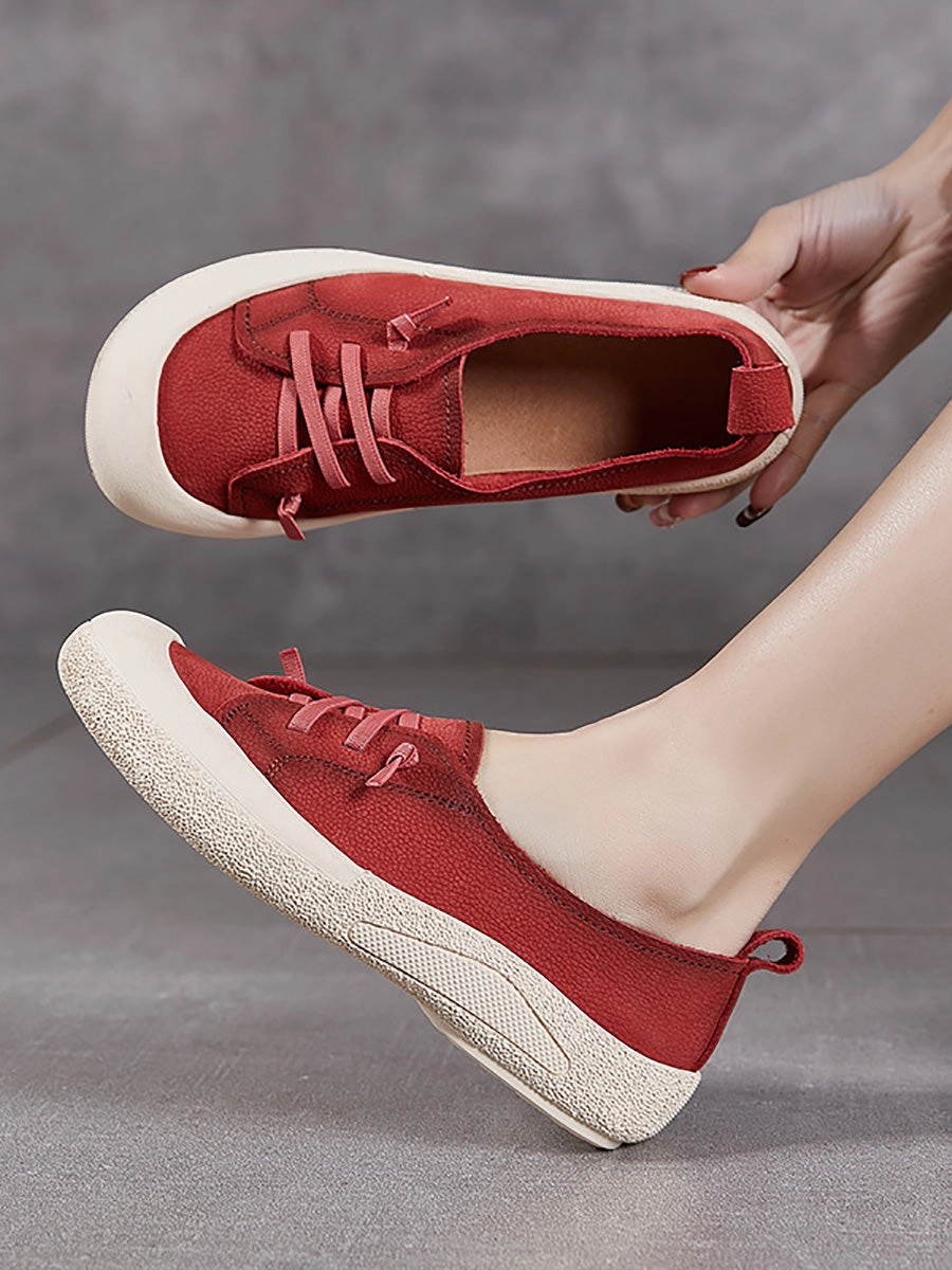 Stable Shoes Casual Genuine Leather Flat Women Summer Shoes