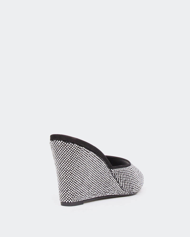 Crystal Black Suede Close Toe Sandals