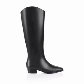 Canterbury Knee High Boots - Black Round Toe Knee High Boots